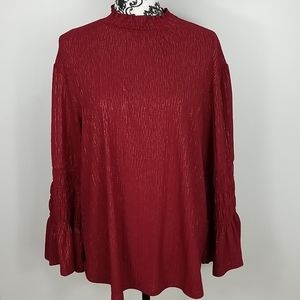 Women's Size 14/16 Cato Wine belled sleeve Blouse